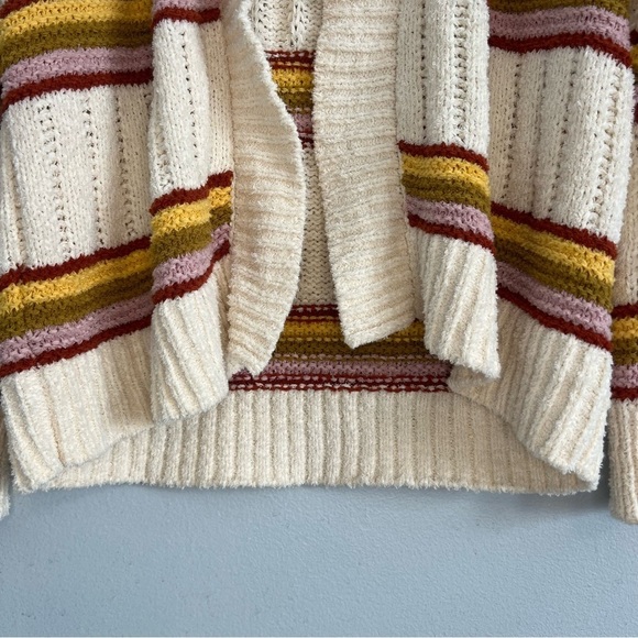 Madewell Striped Diaz Open Cardigan Eyelash Open Cable knit Academia Sz M - Picture 3 of 14